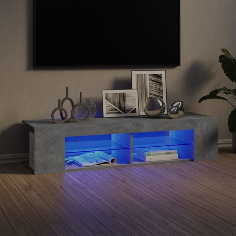 TV-Schrank mit LED-Leuchten Betongrau 135x39x30 cm TV-Schrank mit LED-Leuchten Betongrau 135x39x30 cm