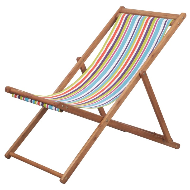 Klappbarer Strandstuhl Stoff und Holzrahmen Mehrfarbig Klappbarer Strandstuhl Stoff und Holzrahmen Mehrfarbig