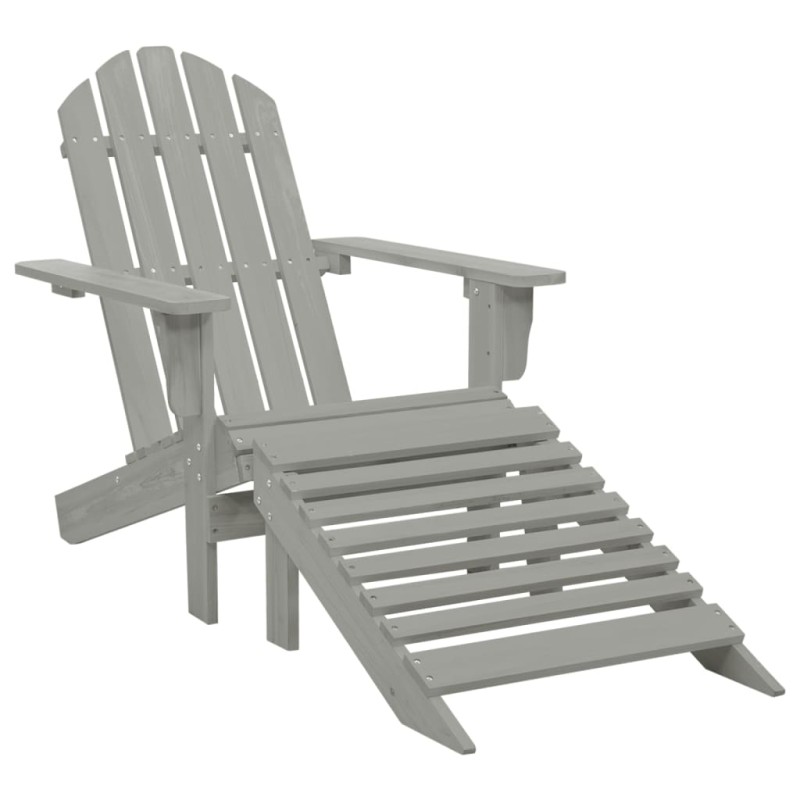 Gartensessel mit Fußstütze Holz Grau Gartensessel mit Fußstütze Holz Grau