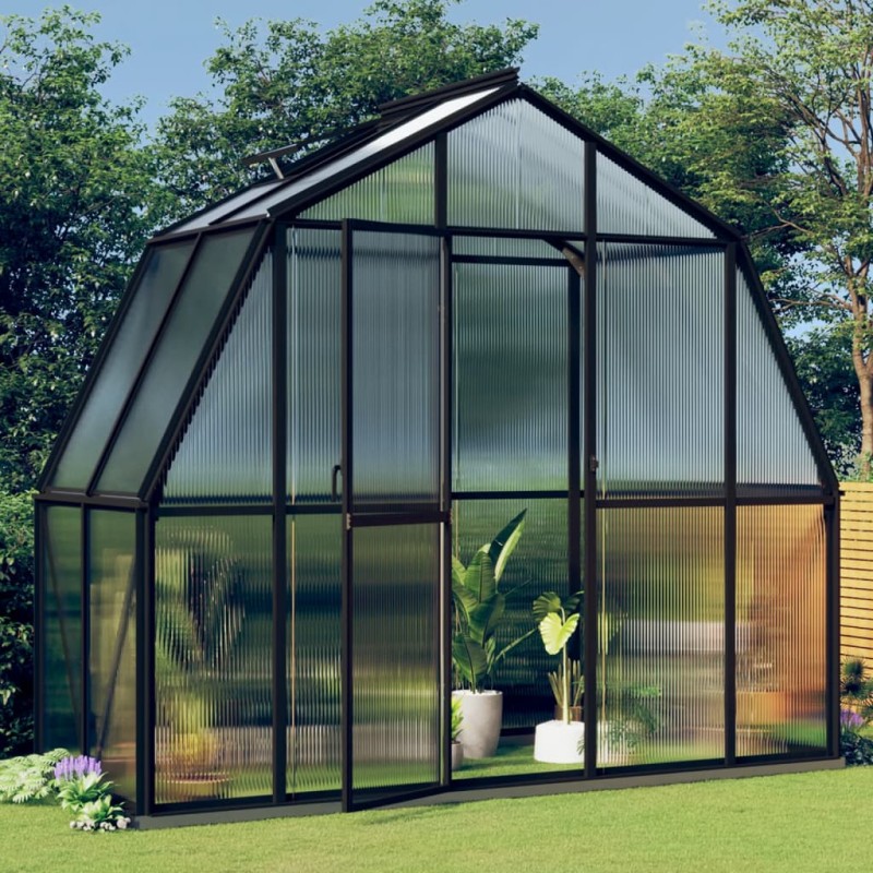 Gewächshaus mit Fundamentrahmen Anthrazit 3,3 m² Aluminimum Gewächshaus mit Fundamentrahmen Anthrazit 3,3 m² Aluminimum