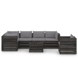 vidaXL 7-tlg. Garten-Lounge-Set mit Kissen Grau Imprägniertes Holz
