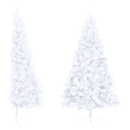 Künstlicher Halber Weihnachtsbaum mit Ständer Weiß 150 cm PVC