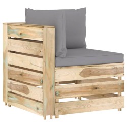 Modulares Ecksofa mit Kissen Grün Imprägniertes Holz