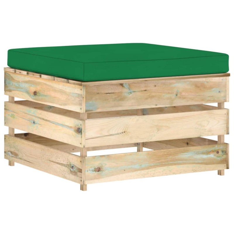 Modulare Ottomane mit Kissen Grün Imprägniertes Holz Modulare Ottomane mit Kissen Grün Imprägniertes Holz
