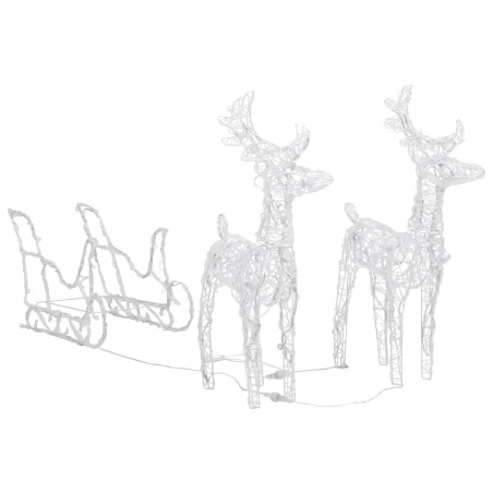 Rentiere & Schlitten Weihnachtsdekoration 160 LEDs 130 cm Acryl