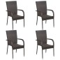 Stapelbare Gartenstühle 4 Stk. Poly Rattan Braun Stapelbare Gartenstühle 4 Stk. Poly Rattan Braun