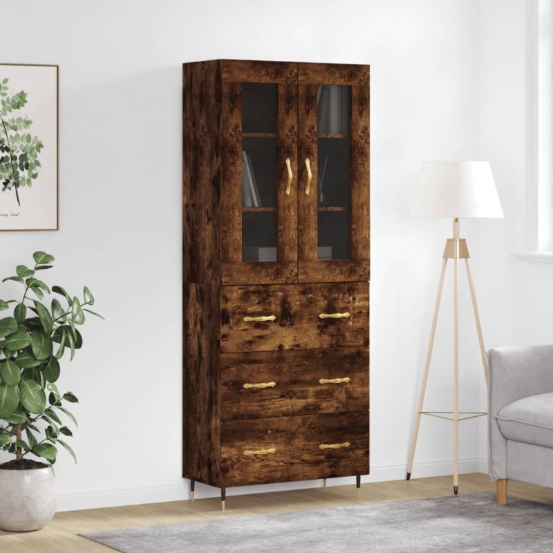 Highboard Räuchereiche 69,5x34x180 cm Holzwerkstoff Highboard Räuchereiche 69,5x34x180 cm Holzwerkstoff