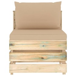 vidaXL Modulares Mittelsofa mit Kissen Grün Imprägniertes Holz