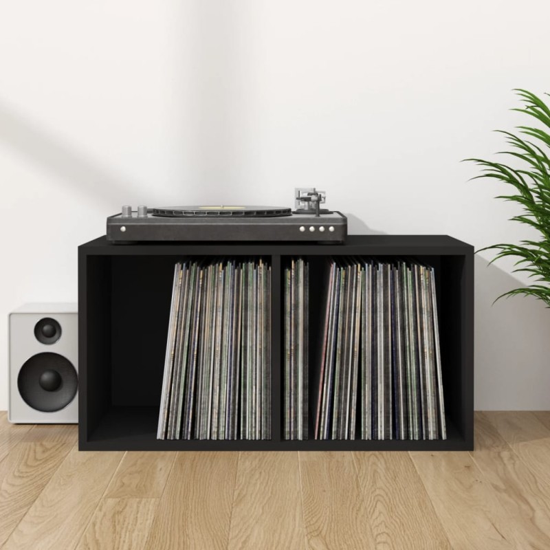 Schallplatten-Aufbewahrungsbox Schwarz 71x34x36cm Holzwerkstoff Schallplatten-Aufbewahrungsbox Schwarz 71x34x36cm Holzwerkstoff