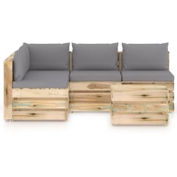 vidaXL 5-tlg. Garten-Lounge-Set mit Kissen Grün Imprägniertes Holz