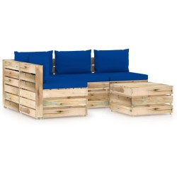 vidaXL 5-tlg. Garten-Lounge-Set mit Kissen Grün Imprägniertes Holz