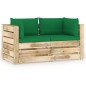 2-Sitzer Outdoor-Sofa mit Kissen Grün Imprägniertes Holz 2-Sitzer Outdoor-Sofa mit Kissen Grün Imprägniertes Holz