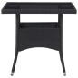 Garten-Esstisch Schwarz Poly Rattan und Glas Garten-Esstisch Schwarz Poly Rattan und Glas