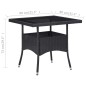Garten-Esstisch Schwarz Poly Rattan und Glas Garten-Esstisch Schwarz Poly Rattan und Glas
