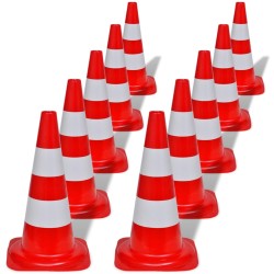 vidaXL Verkehrskegel 10 Stk. Reflektierend Rot und Weiß 50 cm  