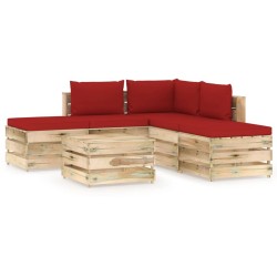 6-tlg. Garten-Lounge-Set mit Kissen Grün Imprägniertes Holz