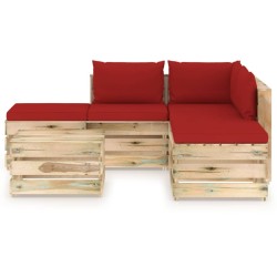 6-tlg. Garten-Lounge-Set mit Kissen Grün Imprägniertes Holz
