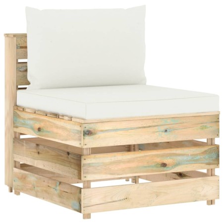 Modulares Mittelsofa mit Kissen Grün Imprägniertes Holz
