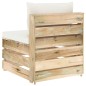 Modulares Mittelsofa mit Kissen Grün Imprägniertes Holz Modulares Mittelsofa mit Kissen Grün Imprägniertes Holz