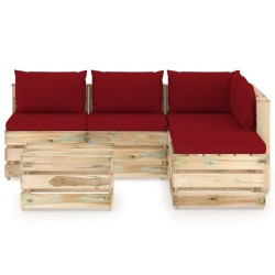 6-tlg. Garten-Lounge-Set mit Kissen Grün Imprägniertes Holz