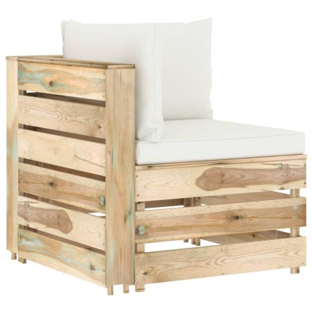 Modulares Ecksofa mit Kissen Grün Imprägniertes Holz
