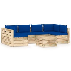 7-tlg. Garten-Lounge-Set mit Kissen Grün Imprägniertes Holz