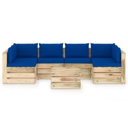 7-tlg. Garten-Lounge-Set mit Kissen Grün Imprägniertes Holz