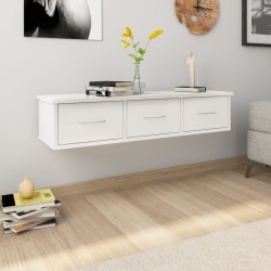vidaXL Wand-Schubladenregal Hochglanz-Weiß 88x26x18,5 cm Holzwerkstoff