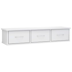 vidaXL Wand-Schubladenregal Hochglanz-Weiß 88x26x18,5 cm Holzwerkstoff