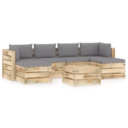 7-tlg. Garten-Lounge-Set mit Kissen Grün Imprägniertes Holz