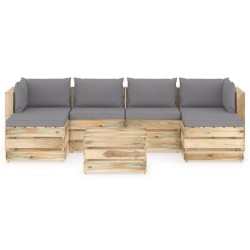 7-tlg. Garten-Lounge-Set mit Kissen Grün Imprägniertes Holz