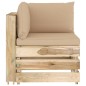 Modulares Ecksofa mit Kissen Grün Imprägniertes Holz Modulares Ecksofa mit Kissen Grün Imprägniertes Holz