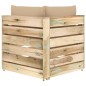 Modulares Ecksofa mit Kissen Grün Imprägniertes Holz Modulares Ecksofa mit Kissen Grün Imprägniertes Holz