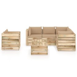 8-tlg. Garten-Lounge-Set mit Kissen Grün Imprägniertes Holz