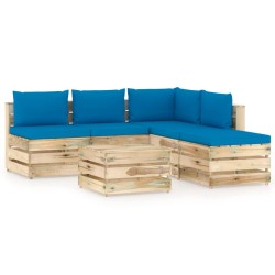 6-tlg. Garten-Lounge-Set mit Kissen Grün Imprägniertes Holz