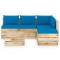 6-tlg. Garten-Lounge-Set mit Kissen Grün Imprägniertes Holz 6-tlg. Garten-Lounge-Set mit Kissen Grün Imprägniertes Holz