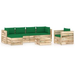 7-tlg. Garten-Lounge-Set mit Kissen Grün Imprägniertes Holz