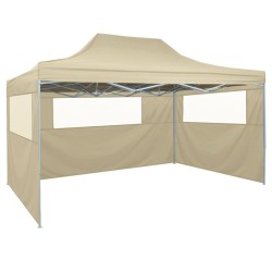 Faltzelt mit 3 Wänden 3 x 4,5 m Creme