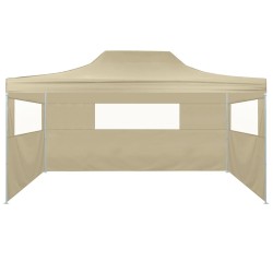 Faltzelt mit 3 Wänden 3 x 4,5 m Creme