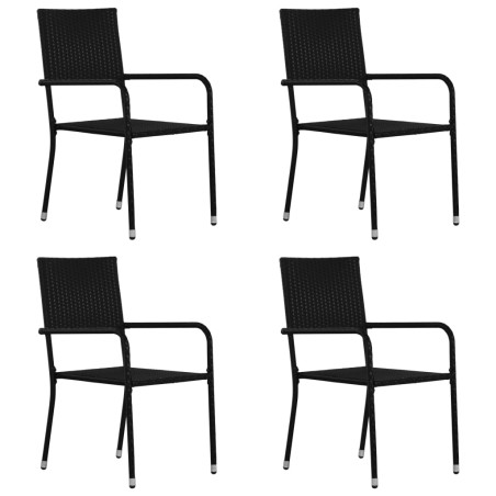 Garten-Essstühle 4 Stk. Poly Rattan Schwarz