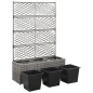 Hochbeet mit Rankgitter 3 Töpfe 83×30×130cm Poly Rattan Grau Hochbeet mit Rankgitter 3 Töpfe 83×30×130cm Poly Rattan Grau