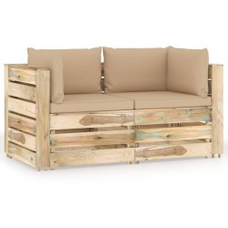 2-Sitzer Outdoor-Sofa mit Kissen Grün Imprägniertes Holz