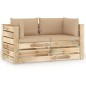 2-Sitzer Outdoor-Sofa mit Kissen Grün Imprägniertes Holz 2-Sitzer Outdoor-Sofa mit Kissen Grün Imprägniertes Holz