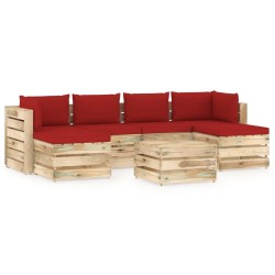 7-tlg. Garten-Lounge-Set mit Kissen Grün Imprägniertes Holz