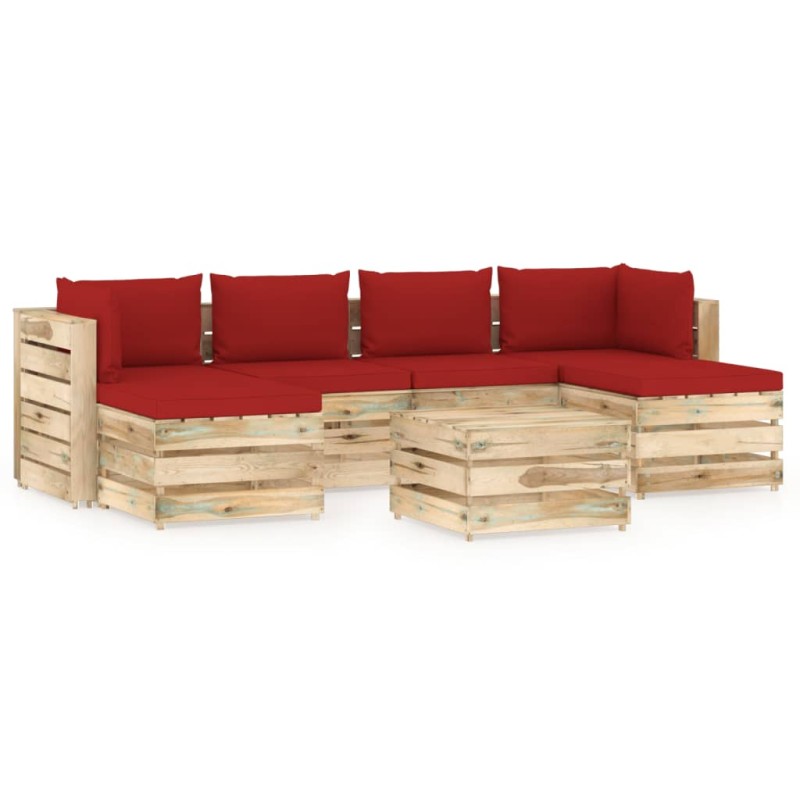 7-tlg. Garten-Lounge-Set mit Kissen Grün Imprägniertes Holz 7-tlg. Garten-Lounge-Set mit Kissen Grün Imprägniertes Holz