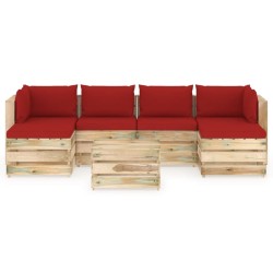 7-tlg. Garten-Lounge-Set mit Kissen Grün Imprägniertes Holz