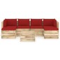 7-tlg. Garten-Lounge-Set mit Kissen Grün Imprägniertes Holz 7-tlg. Garten-Lounge-Set mit Kissen Grün Imprägniertes Holz