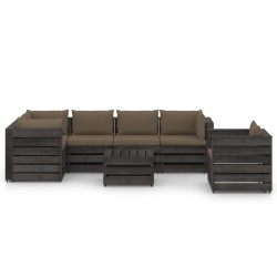vidaXL 7-tlg. Garten-Lounge-Set mit Kissen Grau Imprägniertes Holz