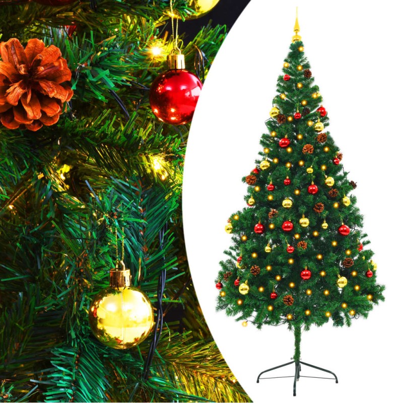 vidaXL Künstlicher Weihnachtsbaum mit Beleuchtung & Kugeln Grün 210 cm vidaXL Künstlicher Weihnachtsbaum mit Beleuchtung & Kugeln Grün 210 cm