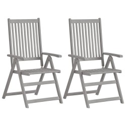 vidaXL Verstellbare Gartenstühle 2 Stk. Grau Massivholz Akazie 